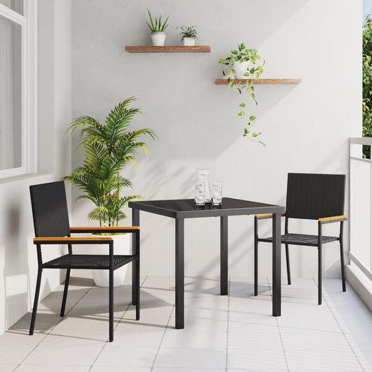 Garden Stacking Chairs 2 pcs Black and Brown 54 x 56 x 90 cm