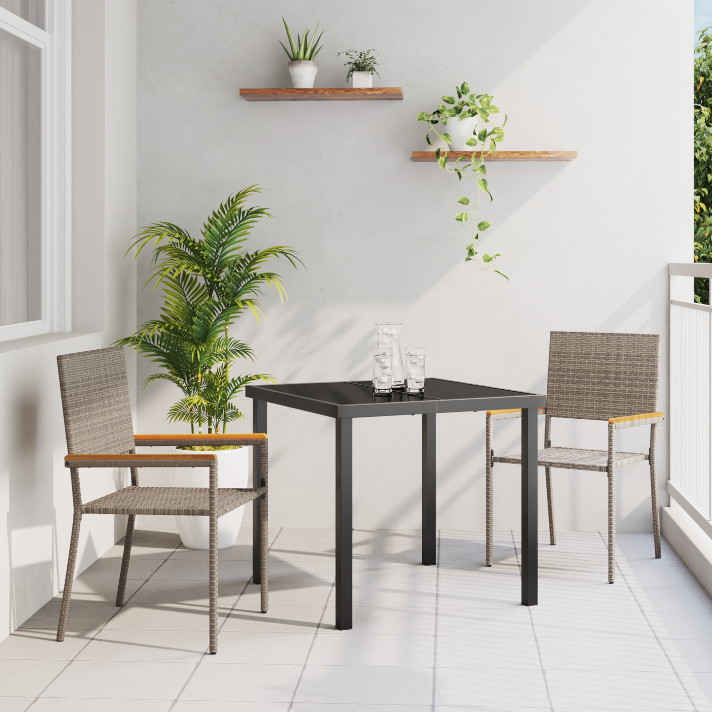 Garden Stacking Chairs 2 pcs Grey and Brown 54 x 56 x 90 cm