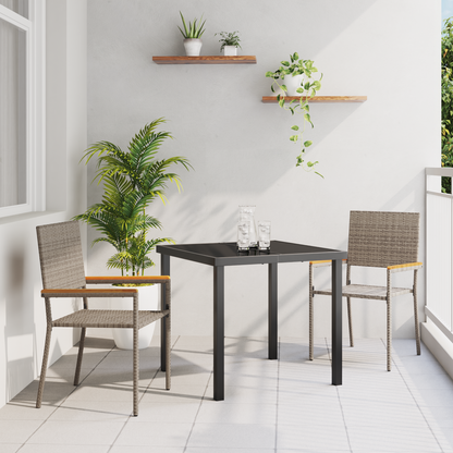 Garden Stacking Chairs 2 pcs Grey and Brown 54 x 56 x 90 cm
