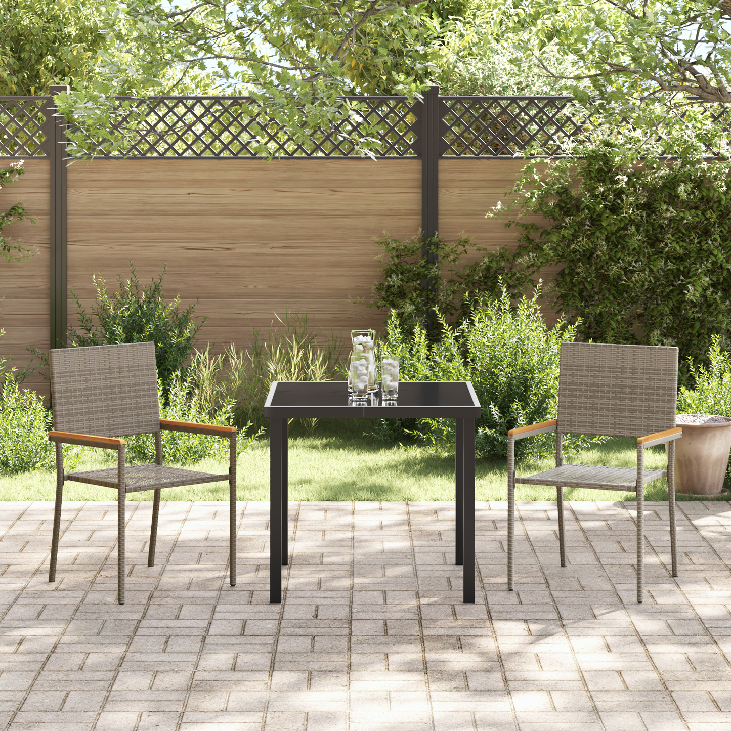 Garden Stacking Chairs 2 pcs Grey and Brown 54 x 56 x 90 cm