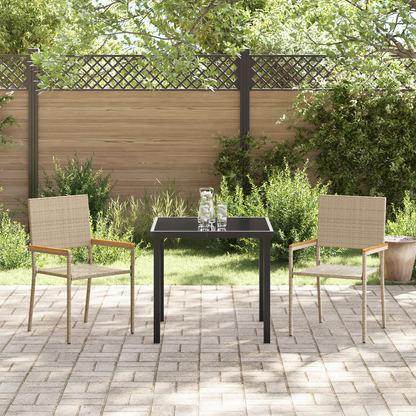 Garden Stacking Chairs 2 pcs Cream and Brown 54 x 56 x 90 cm