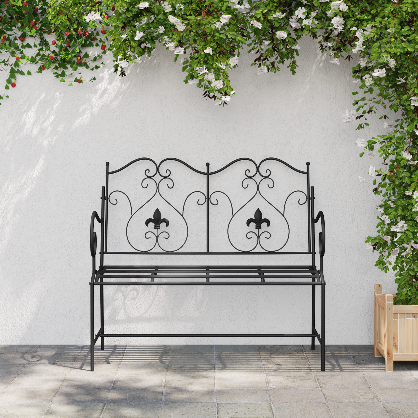 Garden Bench Black 104 x 54 x 93 cm Steel