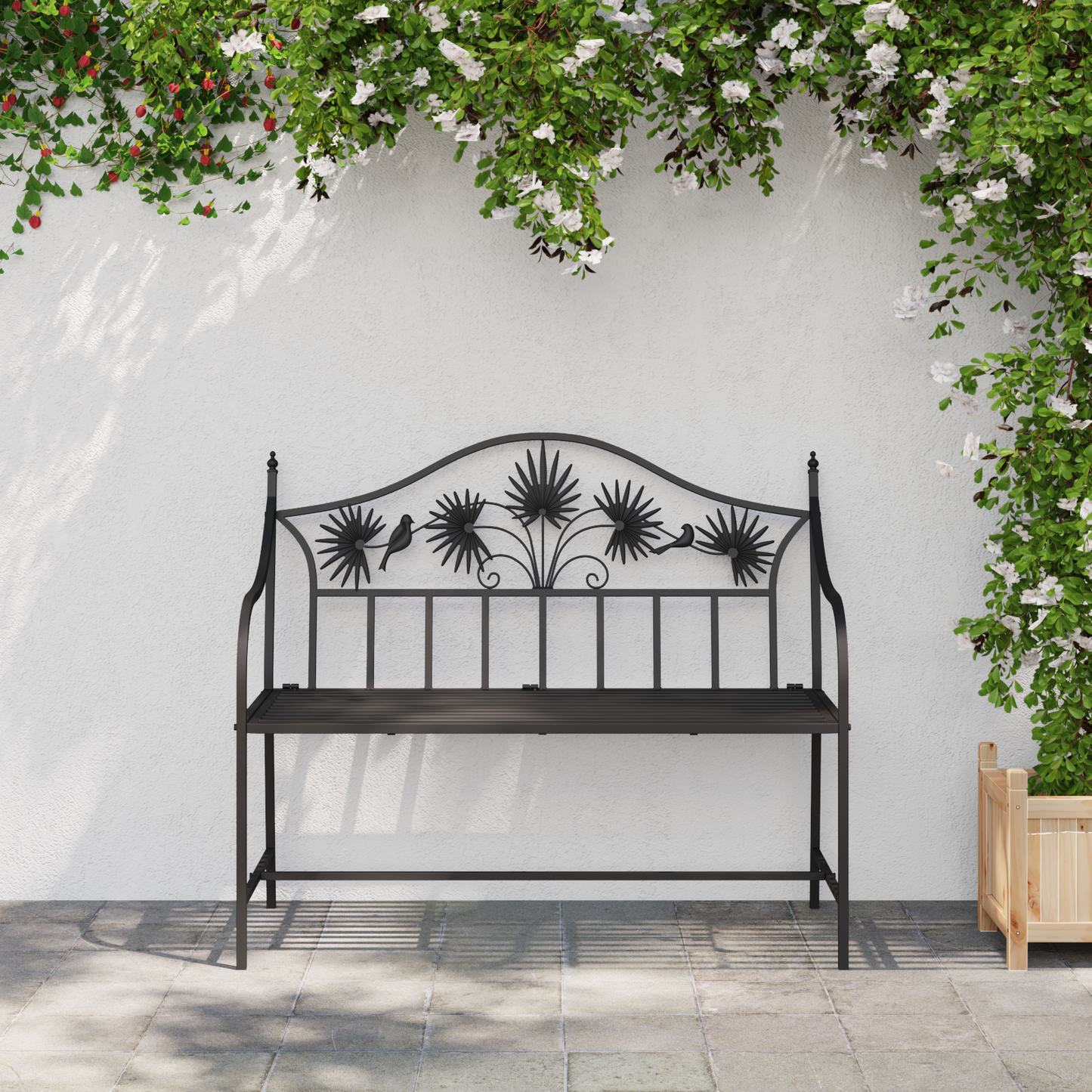 Garden Bench Black 104 x 52.5 x 89 cm Steel