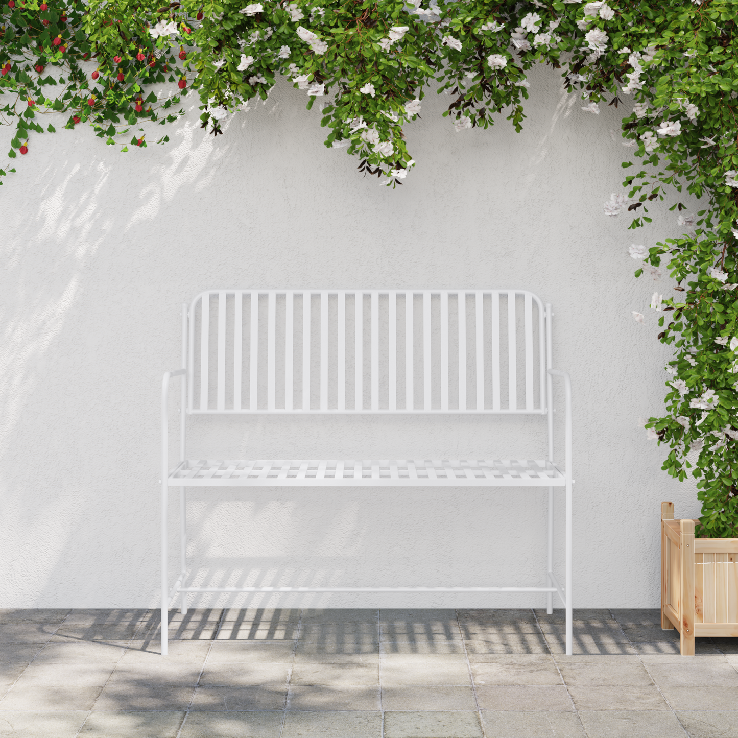 Garden Bench Plain White 103.5 x 51.5 x 90 cm Steel