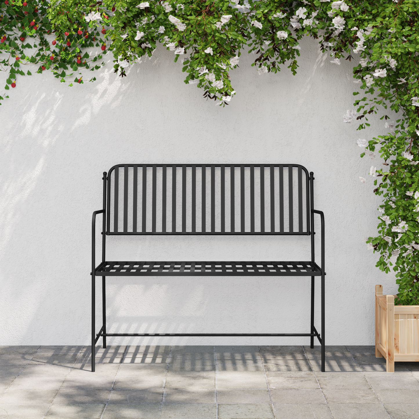 Garden Bench Black 103.5 x 51.5 x 90 cm Steel