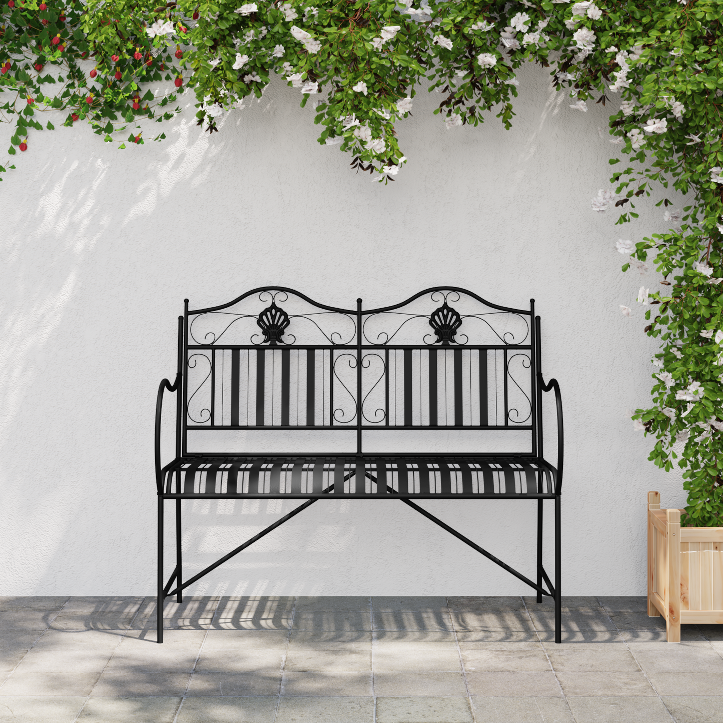 Garden Bench Black 103.5 x 59 x 89 cm Steel