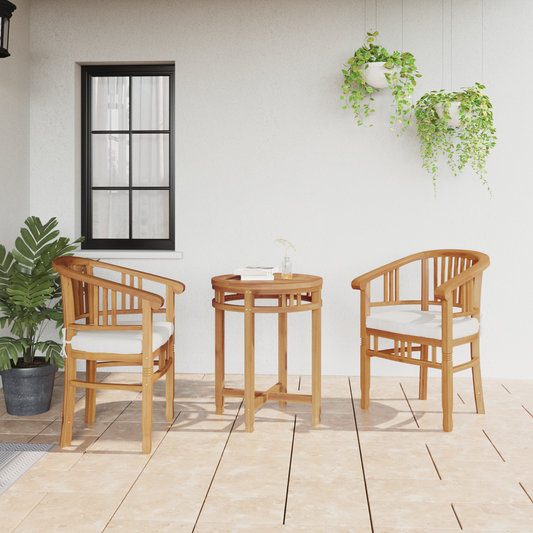 Chair with Cushion 2 pcs Brown 63 x 58 x 89 cm Solid Teak Wood