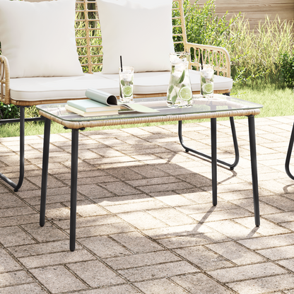Garden Table Natural 80 x 40 x 45 cm Poly Rattan