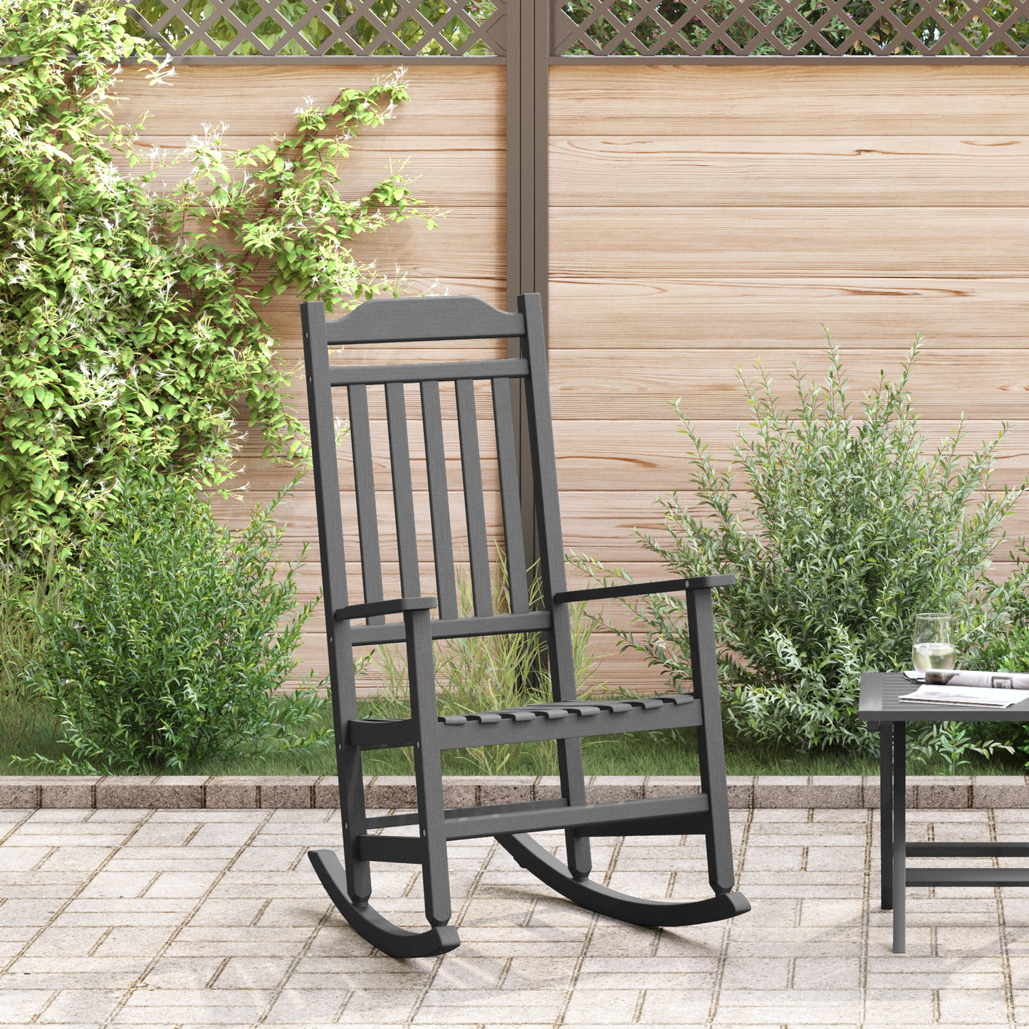 Rocking Chair Black 84 x 65 x 114 cm Resin