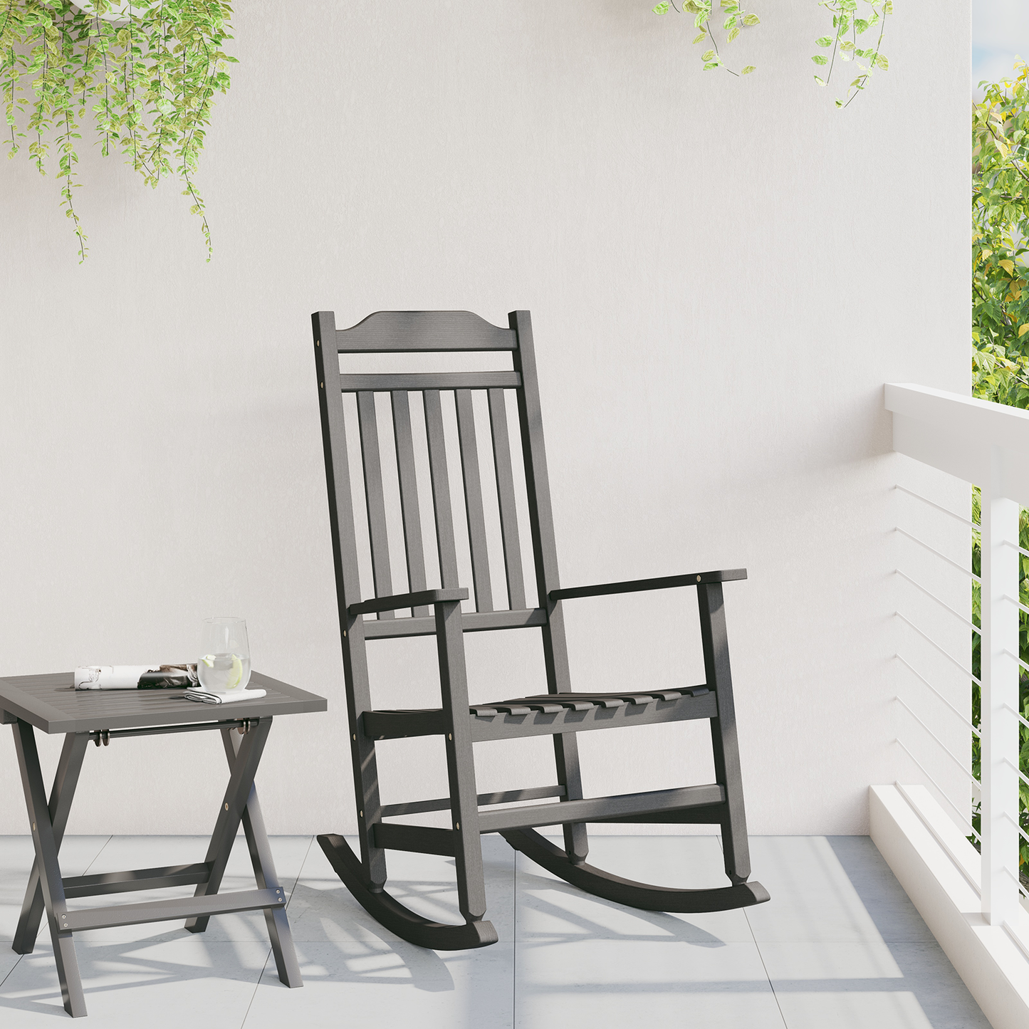 Rocking Chair Black 84 x 65 x 114 cm Resin