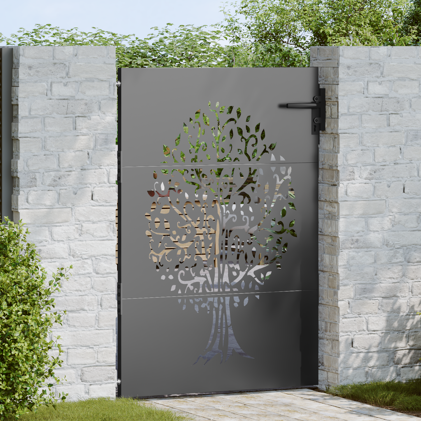 Garden Gate with Lock Black 85 x 125 cm Powder-coated steel