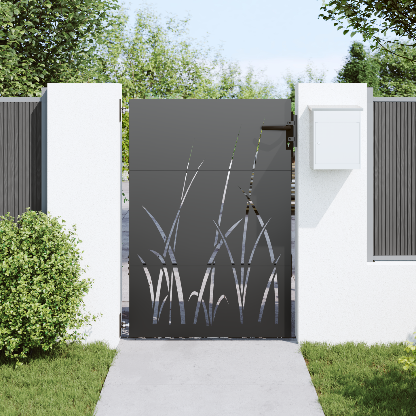 Garden Gate with Lock Black 85 x 125 cm Powder-coated steel