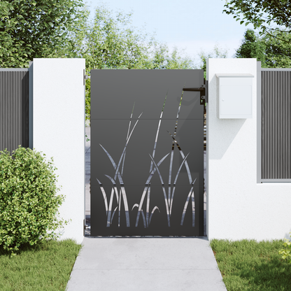Garden Gate with Lock Black 85 x 125 cm Powder-coated steel