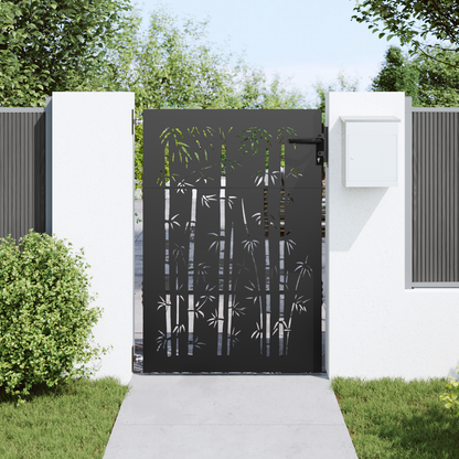 Garden Gate with Lock Black 85 x 125 cm Powder-coated steel