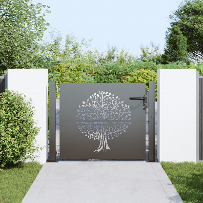 Garden Gate with Lock Black 110 x 105 cm Powder-coated steel