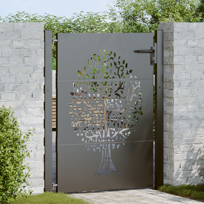 Garden Gate with Lock Black 110 x 155 cm Powder-coated steel