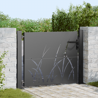 Garden Gate with Lock Black 110 x 105 cm Powder-coated steel