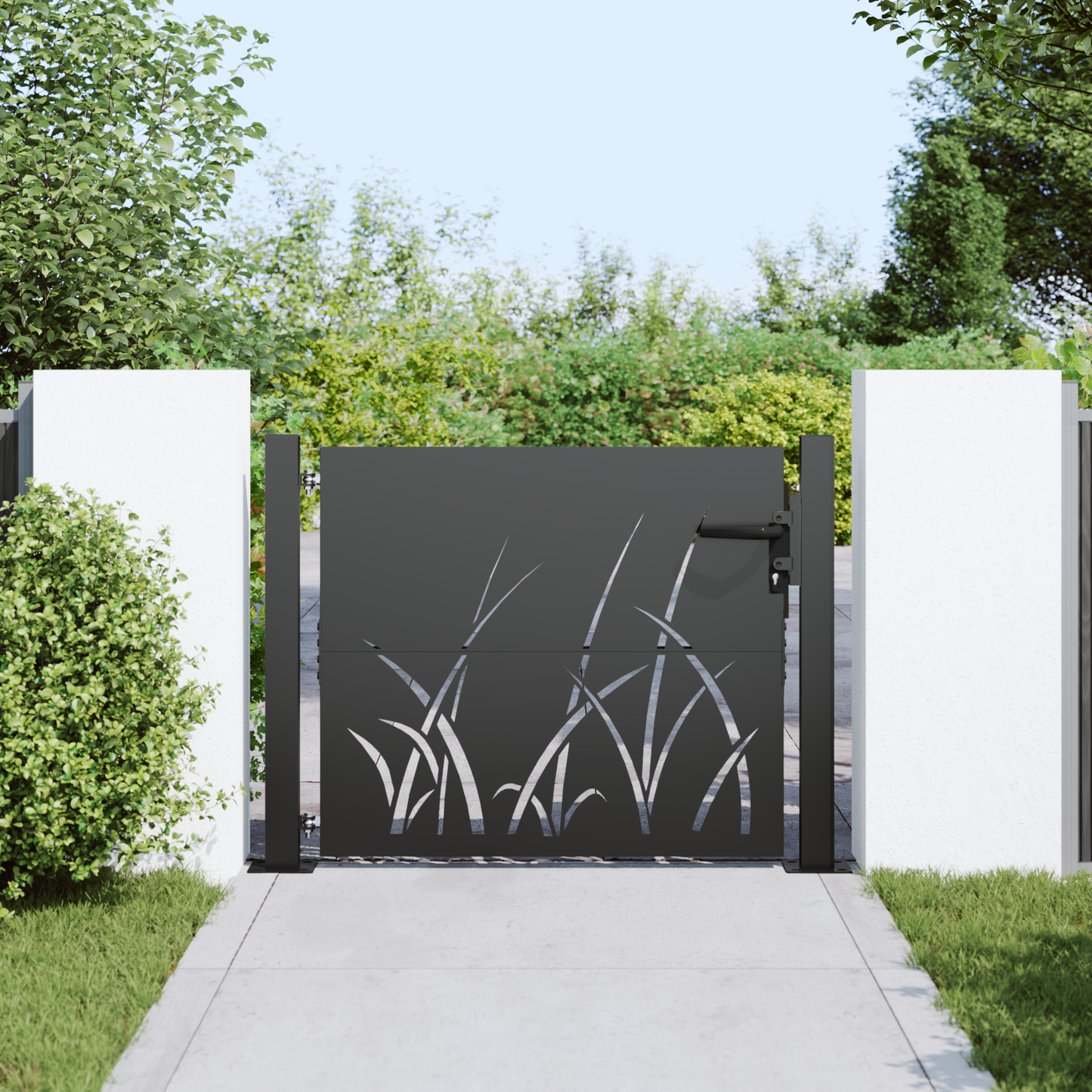 Garden Gate with Lock Black 110 x 105 cm Powder-coated steel