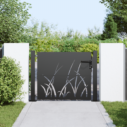 Garden Gate with Lock Black 110 x 105 cm Powder-coated steel