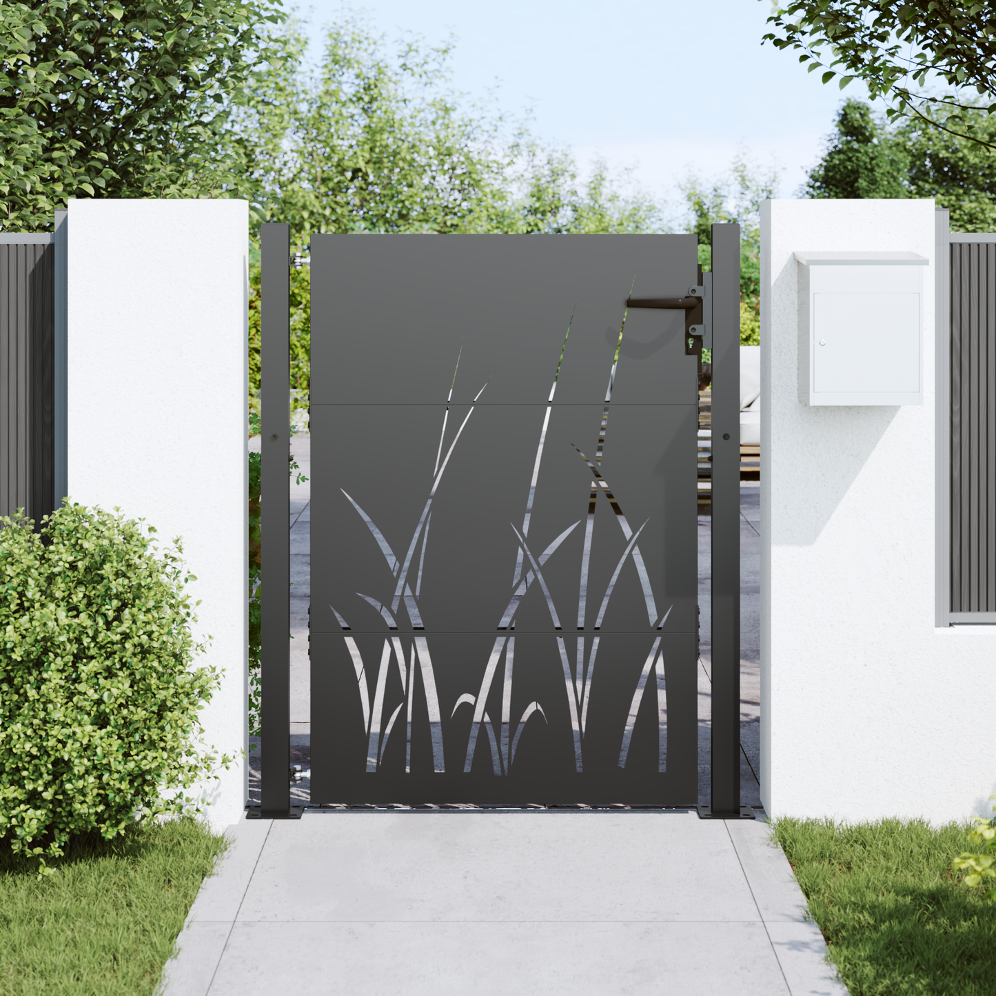 Garden Gate with Lock Black 110 x 130 cm Powder-coated steel