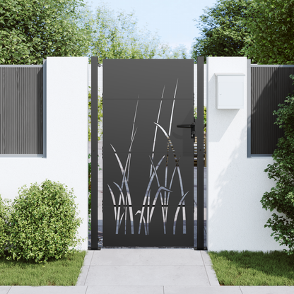 Garden Gate with Lock Black 110 x 180 cm Powder-coated steel
