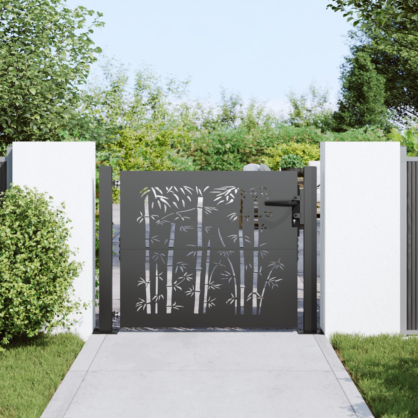 Garden Gate with Lock Black 110 x 105 cm Powder-Coated Steel
