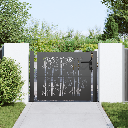 Garden Gate with Lock Black 110 x 105 cm Powder-Coated Steel