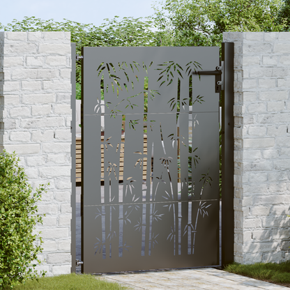 Garden Gate with Lock Black 110 x 155 cm Powder-Coated Steel