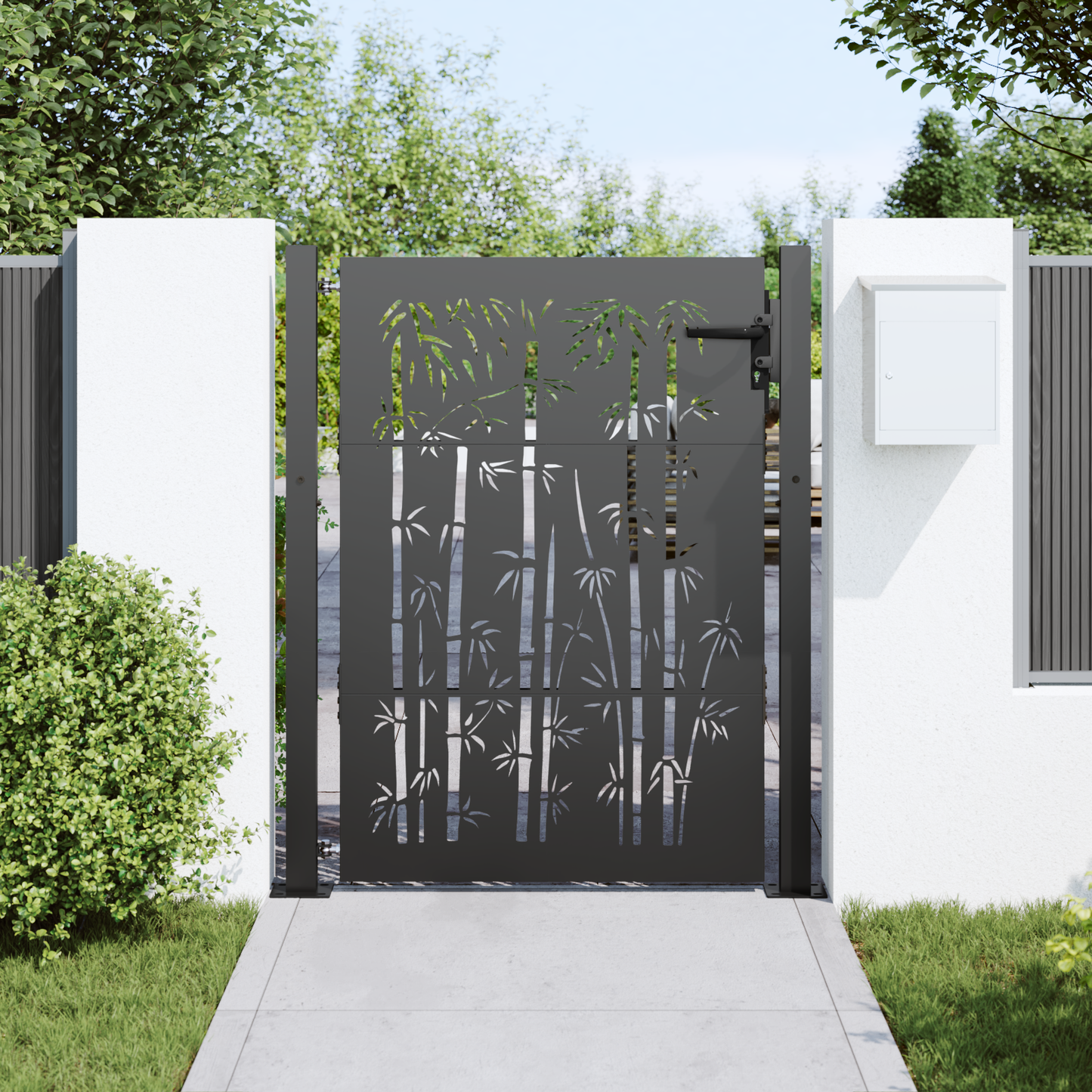 Garden Gate with Lock Black 110 x 155 cm Powder-Coated Steel