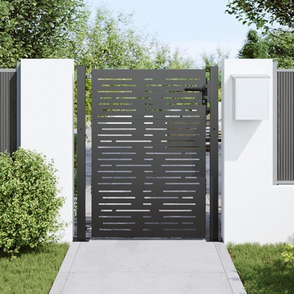 Garden Gate with Lock Black 110 x 130 cm Powder-Coated Steel