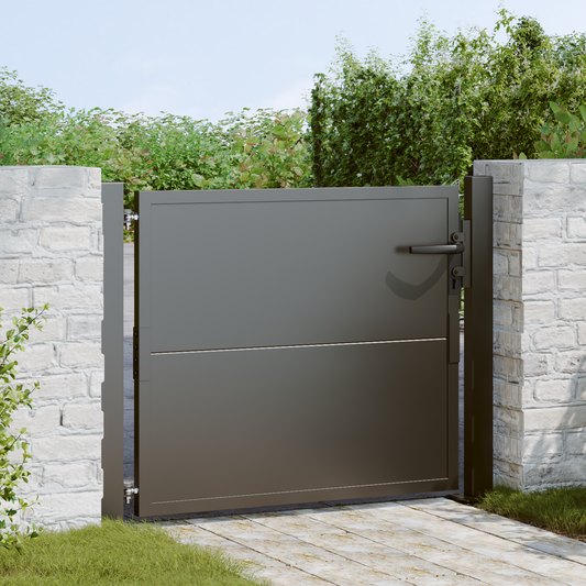 Garden Gate with Lock Black 110 x 105 cm Powder-Coated Steel