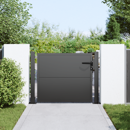 Garden Gate with Lock Black 110 x 105 cm Powder-Coated Steel