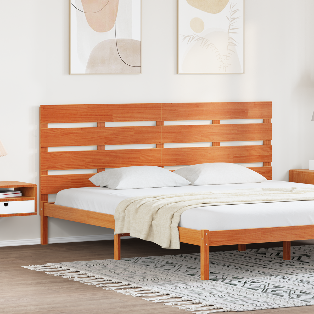 Headboard Wax Brown 200.5 x 3 x 80 cm Solid Pine Wood