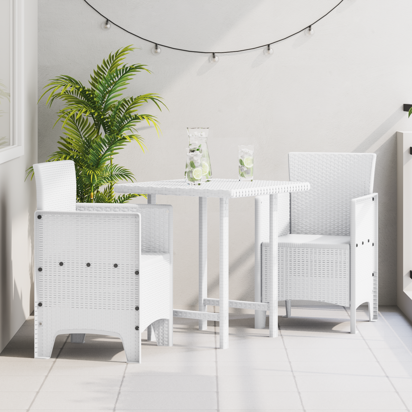 Garden Chair 2 pcs White 53 x 49 x 85 cm Polypropylene