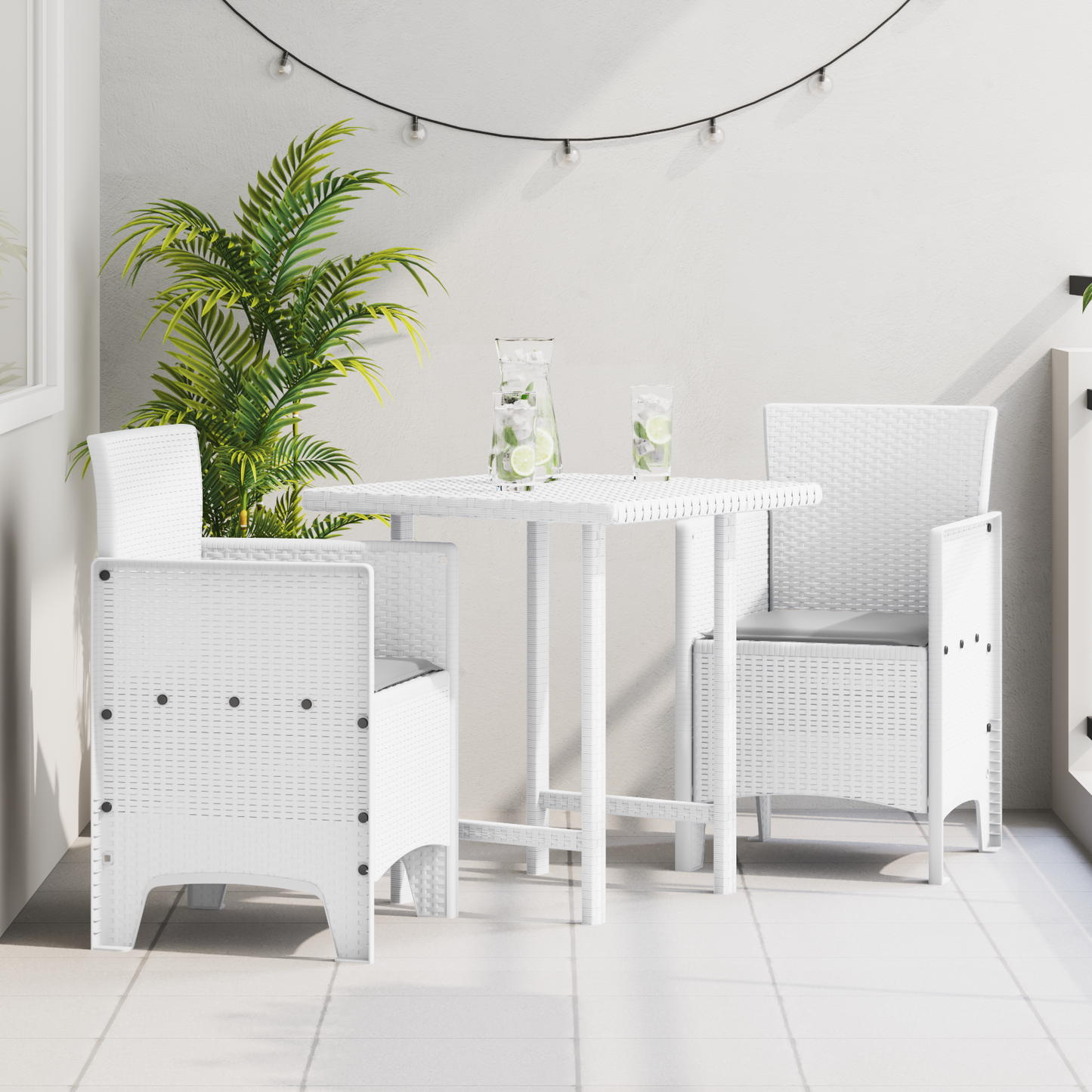 Garden Chair 2 pcs White 53 x 49 x 85 cm Polypropylene