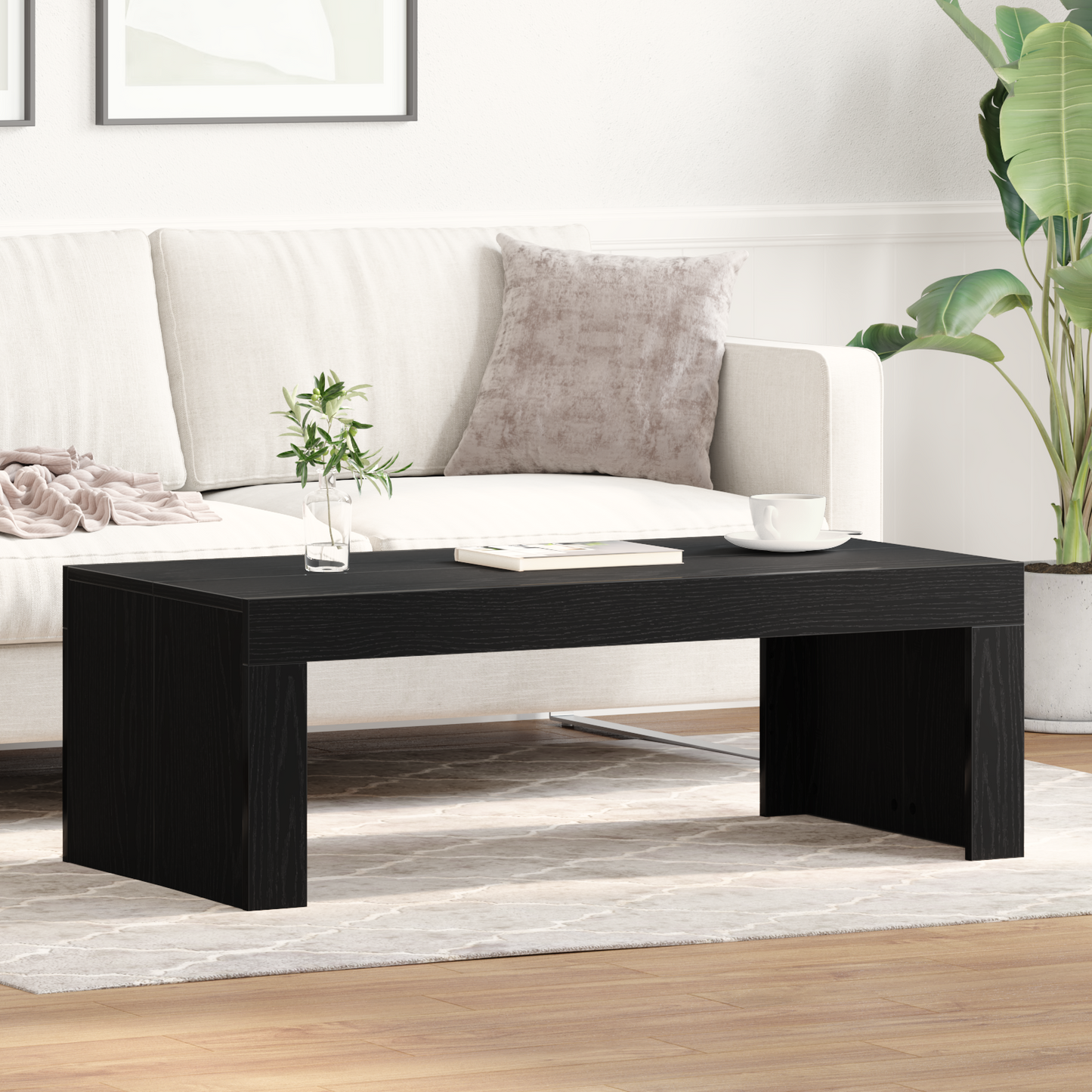 Coffee Table Black Oak 102 x 50 x 35 cm Engineered Wood