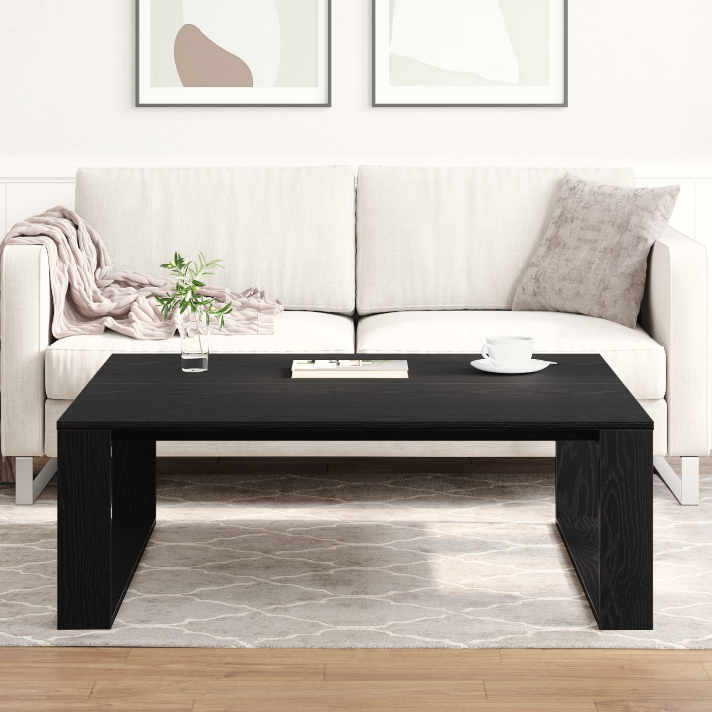Coffee Table Black Oak 100 x 100 x 35 cm Engineered Wood