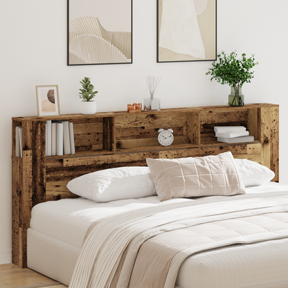 Headboard Cabinet with Shelf Old Wood 220 x 18.5 x 102.5 cm
