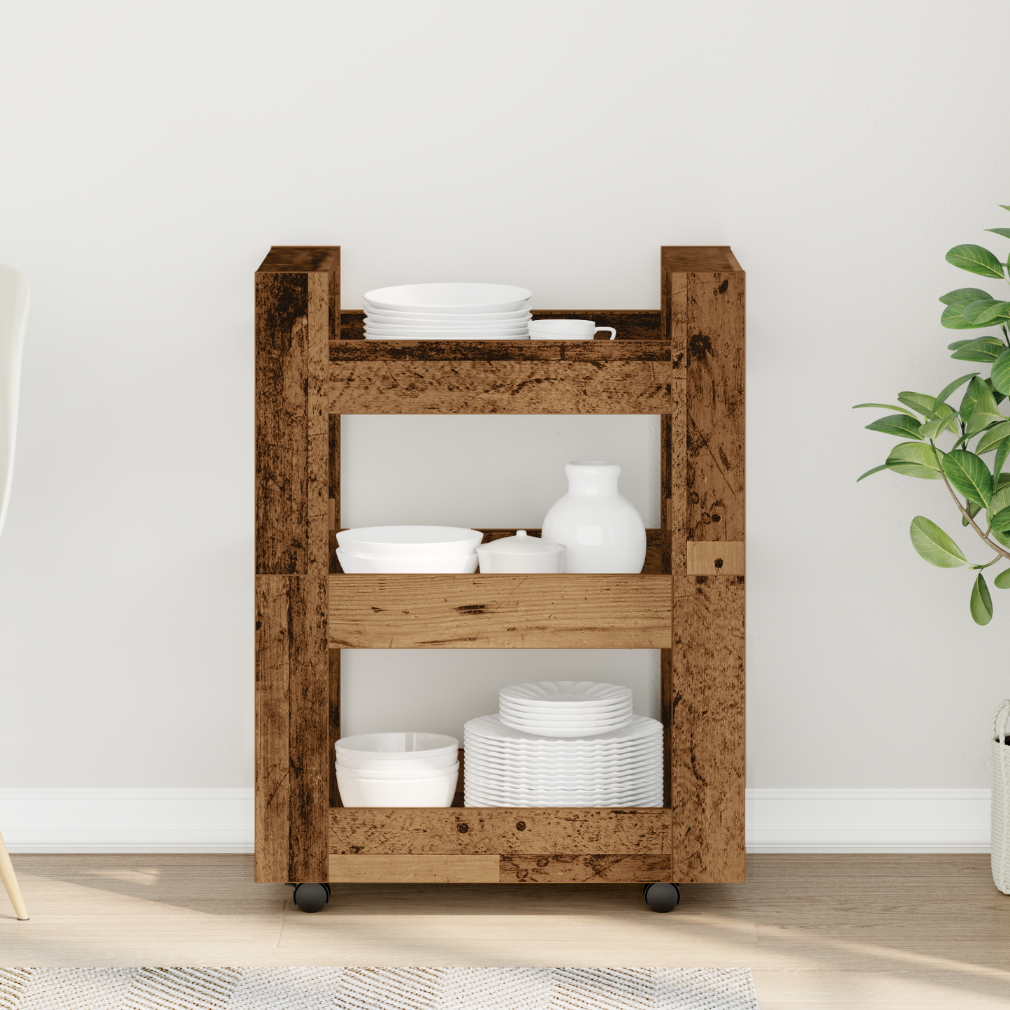 Kitchen Trolley Oak Wood 60 x 45 x 80 cm Engineered Wood