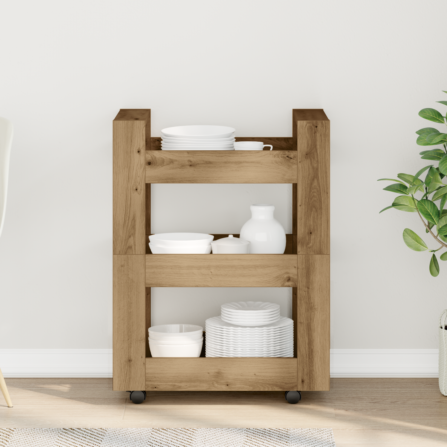 Kitchen Trolley Artisan Oak 60 x 45 x 80 cm Engineered Wood