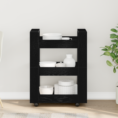 Kitchen Trolley Black Oak 60 x 45 x 80 cm Engineered Wood