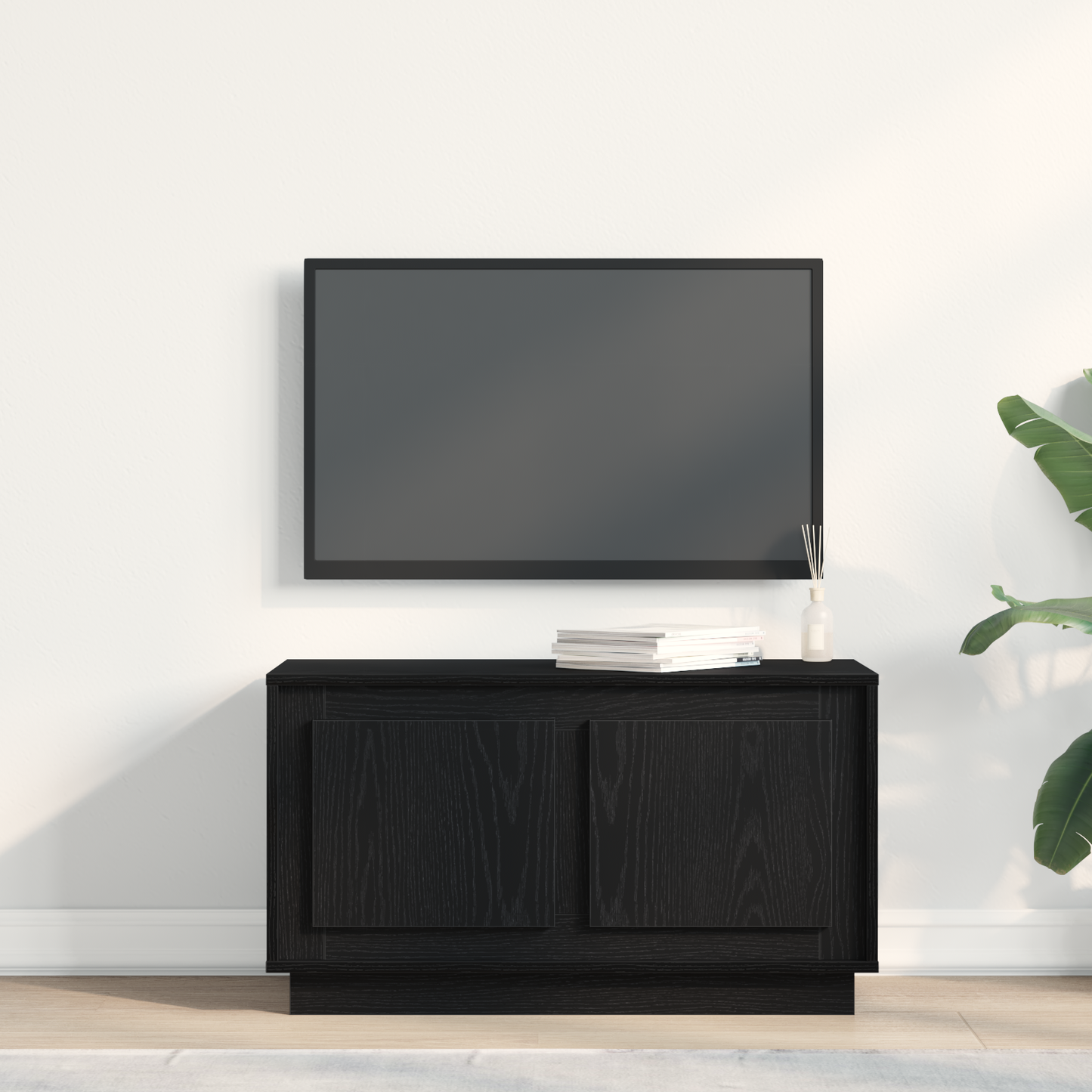 TV Cabinet Black oak 80 x 35 x 45 cm Engineered wood