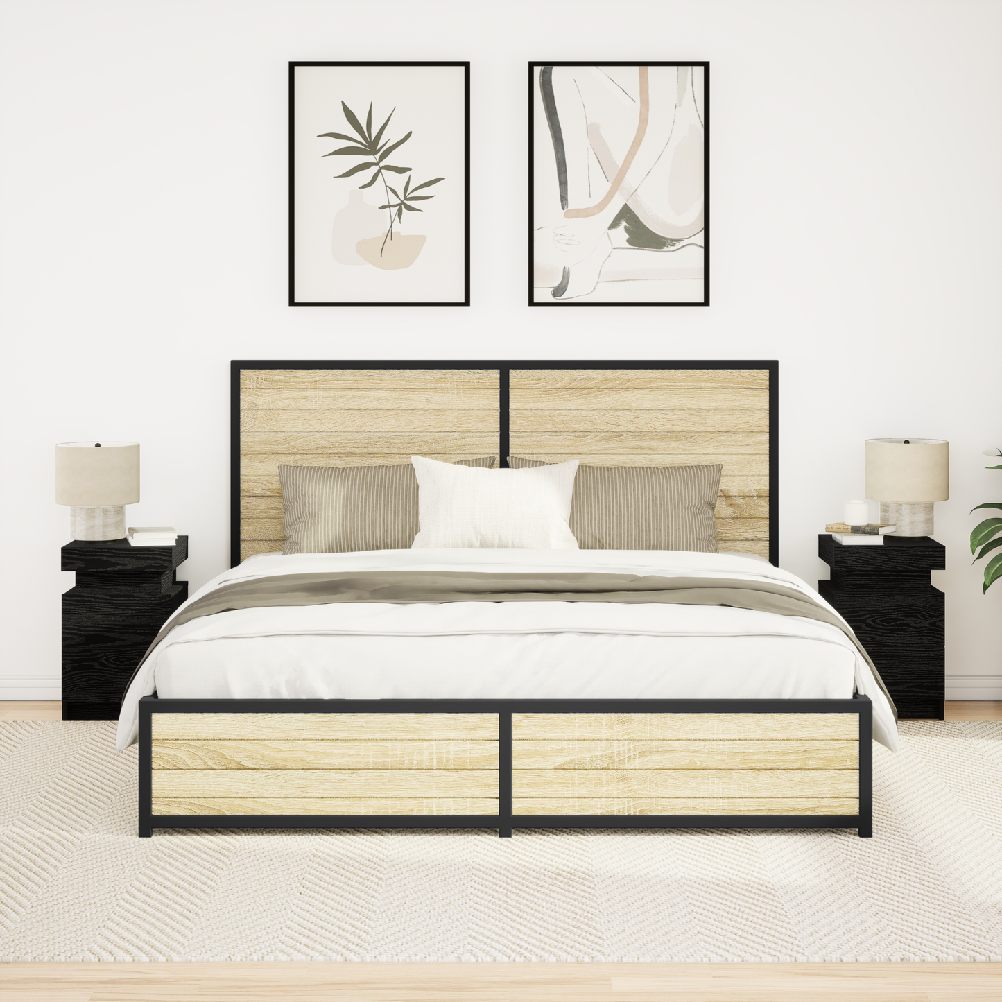 Bedside Cabinet 2 pcs Black Oak 35 x 39 x 55 cm Engineered wood