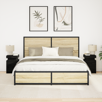 Bedside Cabinet 2 pcs Black Oak 35 x 39 x 55 cm Engineered wood