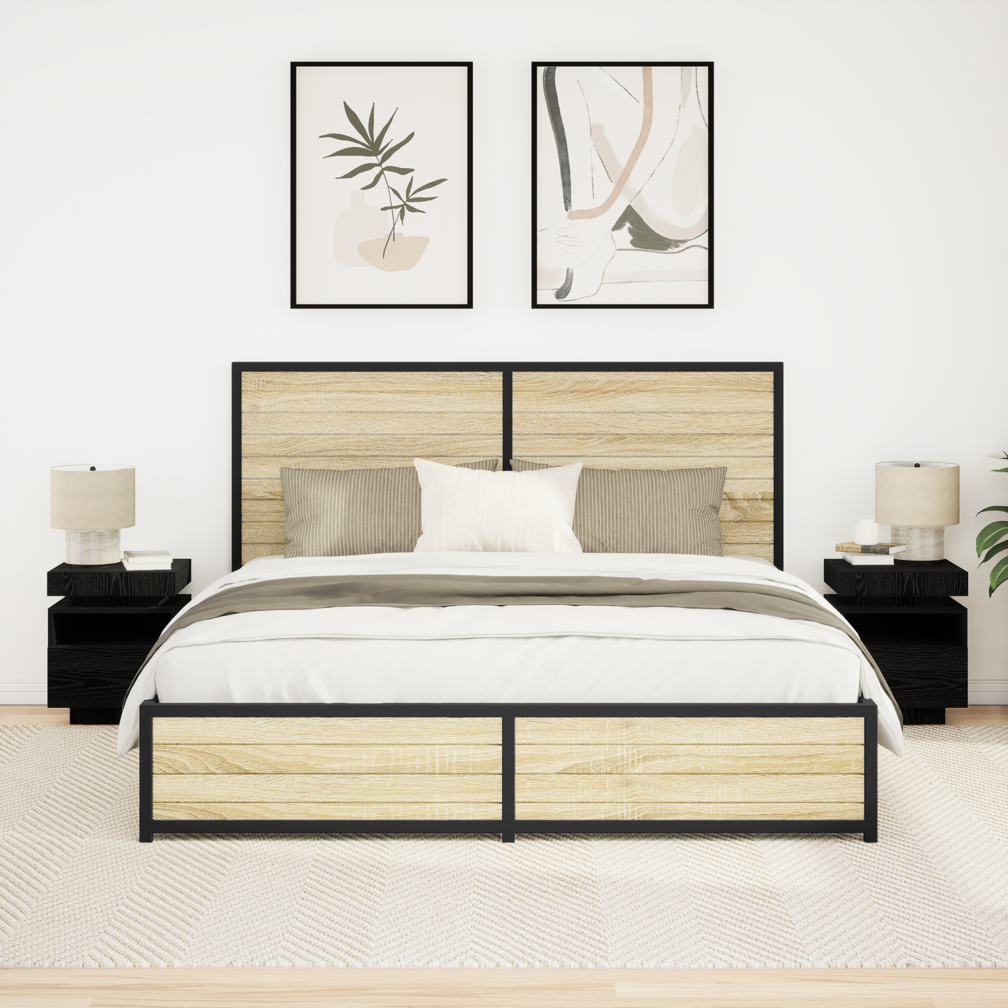Bedside Cabinet with Drawer 2 pcs Black Oak 40 x 39 x 48.5 cm