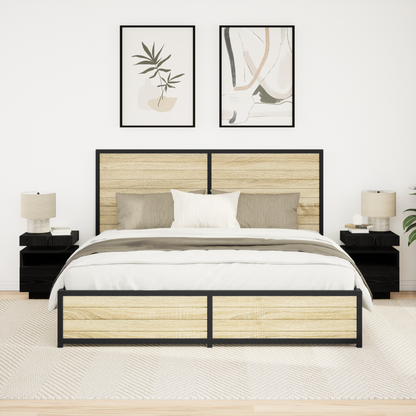 Bedside Cabinet with Drawer 2 pcs Black Oak 40 x 39 x 48.5 cm