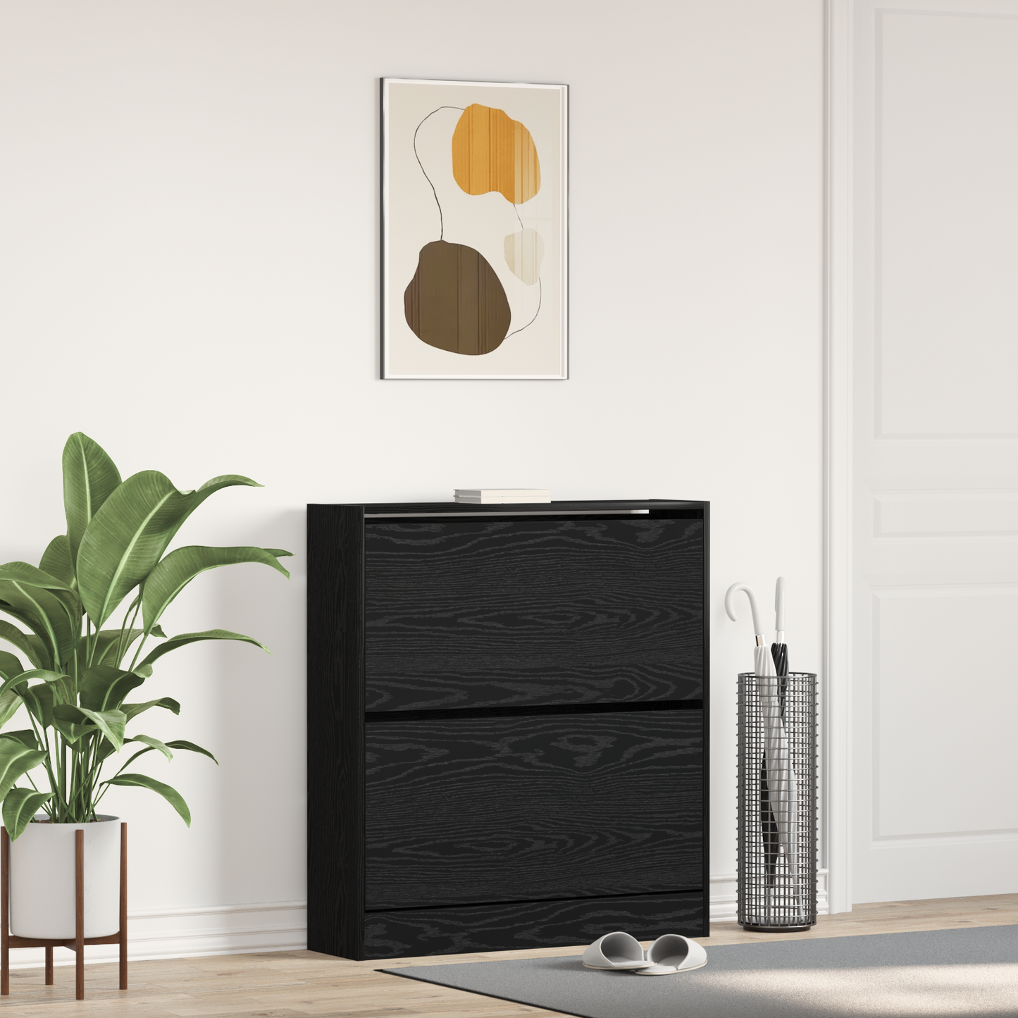 Shoe Cabinet Black Oak 80 x 21 x 87.5 cm Engineered Wood
