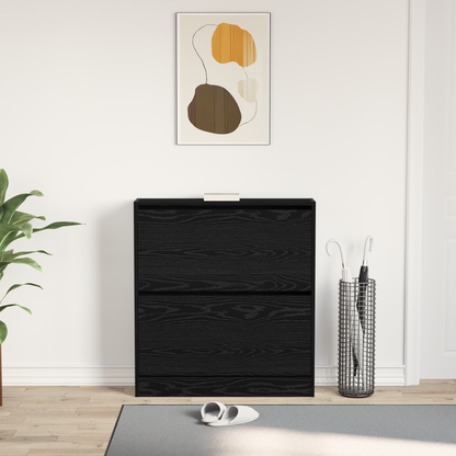 Shoe Cabinet Black Oak 80 x 21 x 87.5 cm Engineered Wood