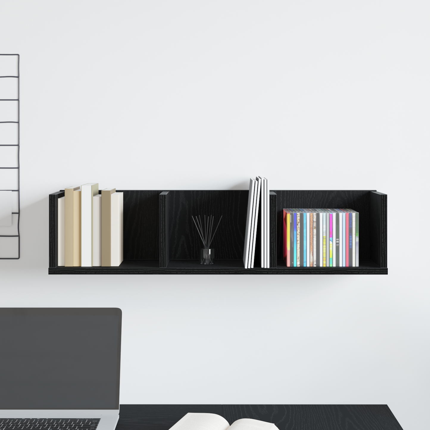 Wall Shelf with Shelf Black Oak 75 x 18 x 18 cm Engineered Wood