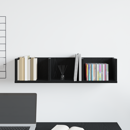 Wall Shelf with Shelf Black Oak 75 x 18 x 18 cm Engineered Wood